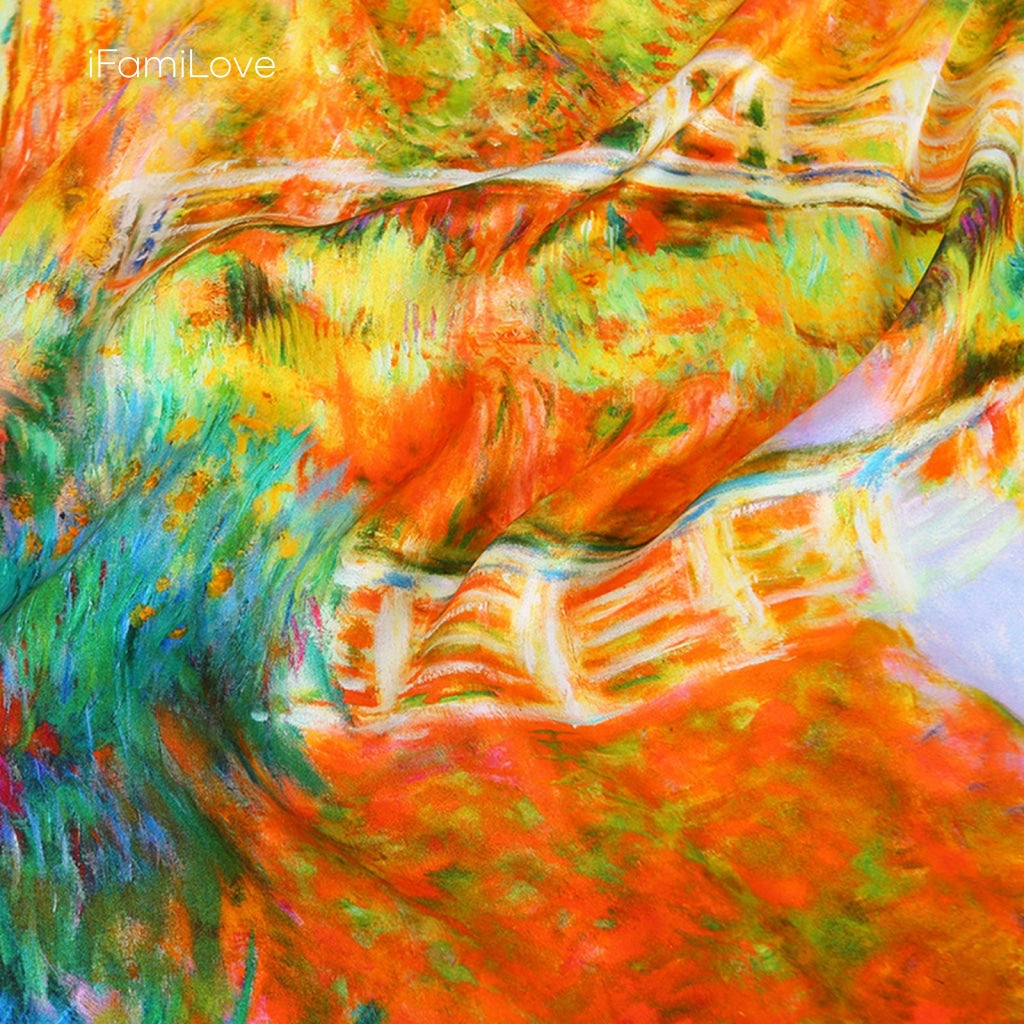 Chic Floral Rectangular Silk Scarf
