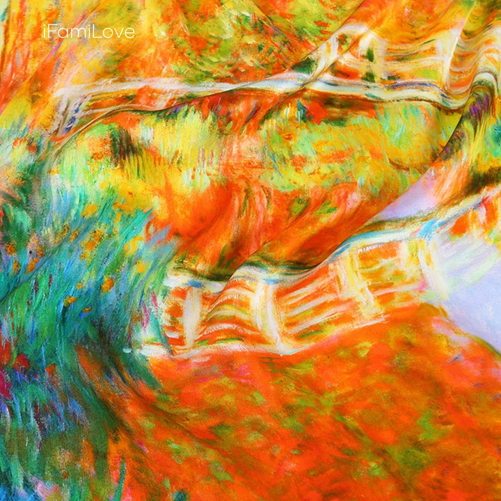Chic Floral Rectangular Silk Scarf