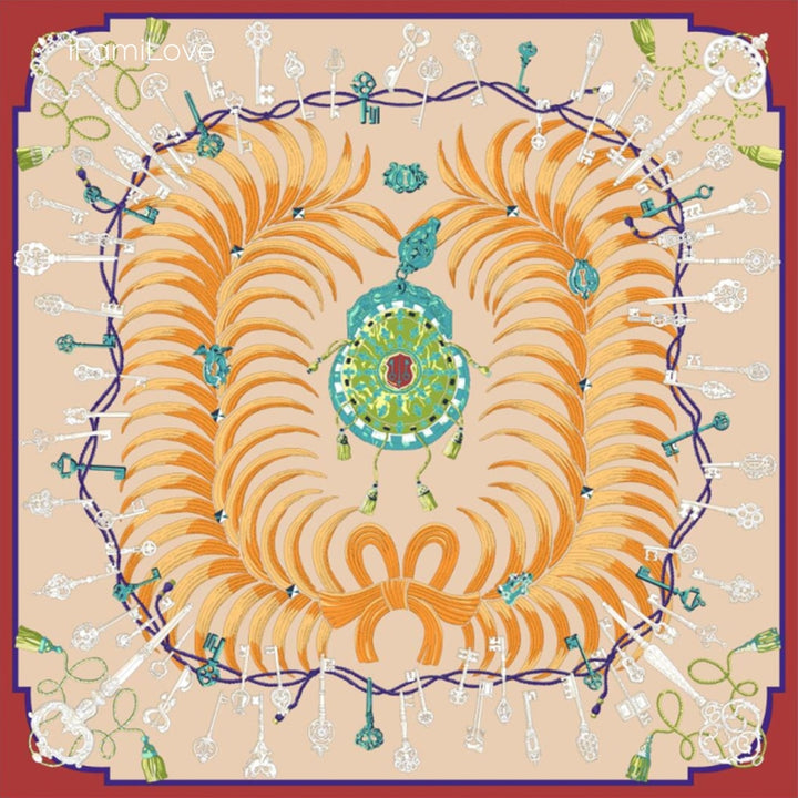 Chic Floral Square Silk Scarf