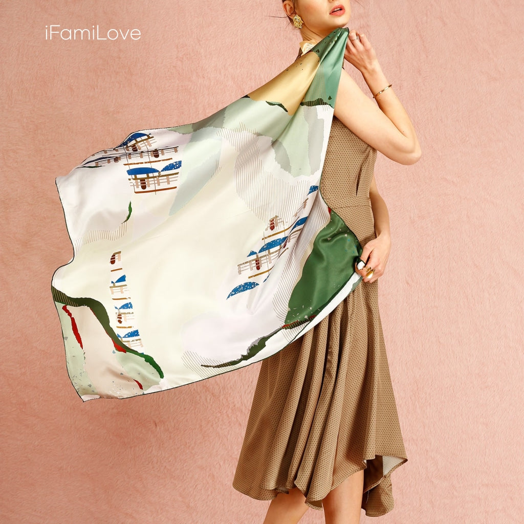 Chic Floral Square Silk Scarf