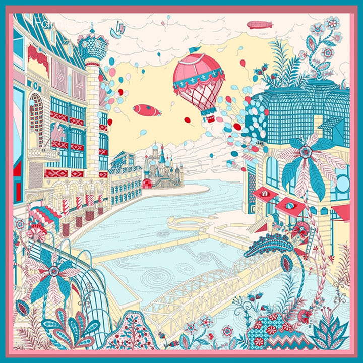 Chic Floral Square Silk Scarf Ls-018 / 105*105Cm