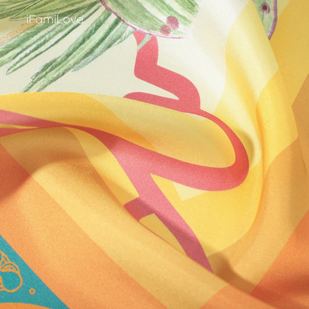 Chic Floral Square Silk Twill Scarf