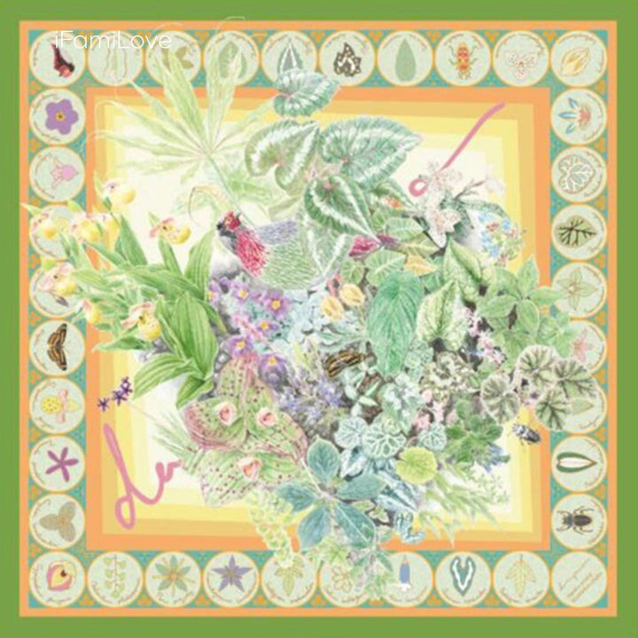 Chic Floral Square Silk Twill Scarf Ls-017 / 105*105Cm