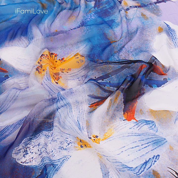 Elegant Rectangular Silk Chiffon Scarf