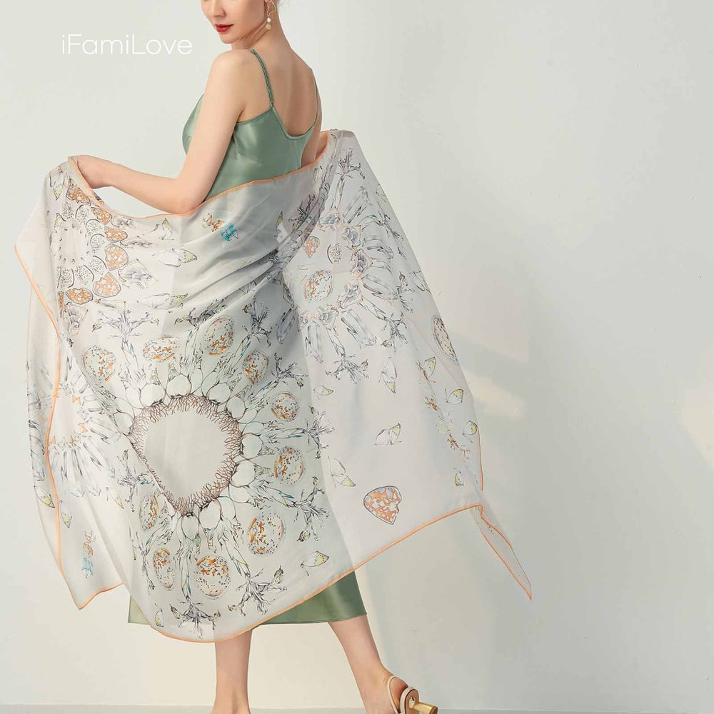 Elegant Rectangular Silk Chiffon Scarf