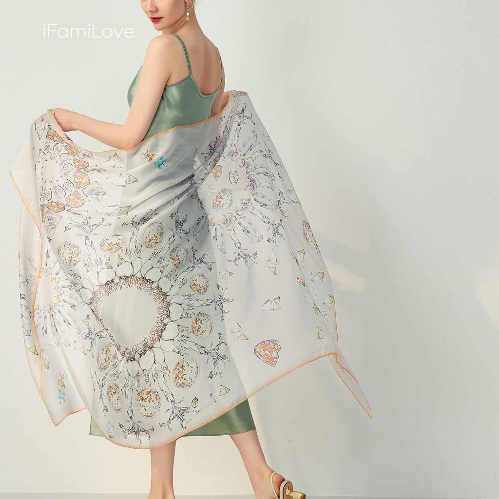 Elegant Rectangular Silk Chiffon Scarf