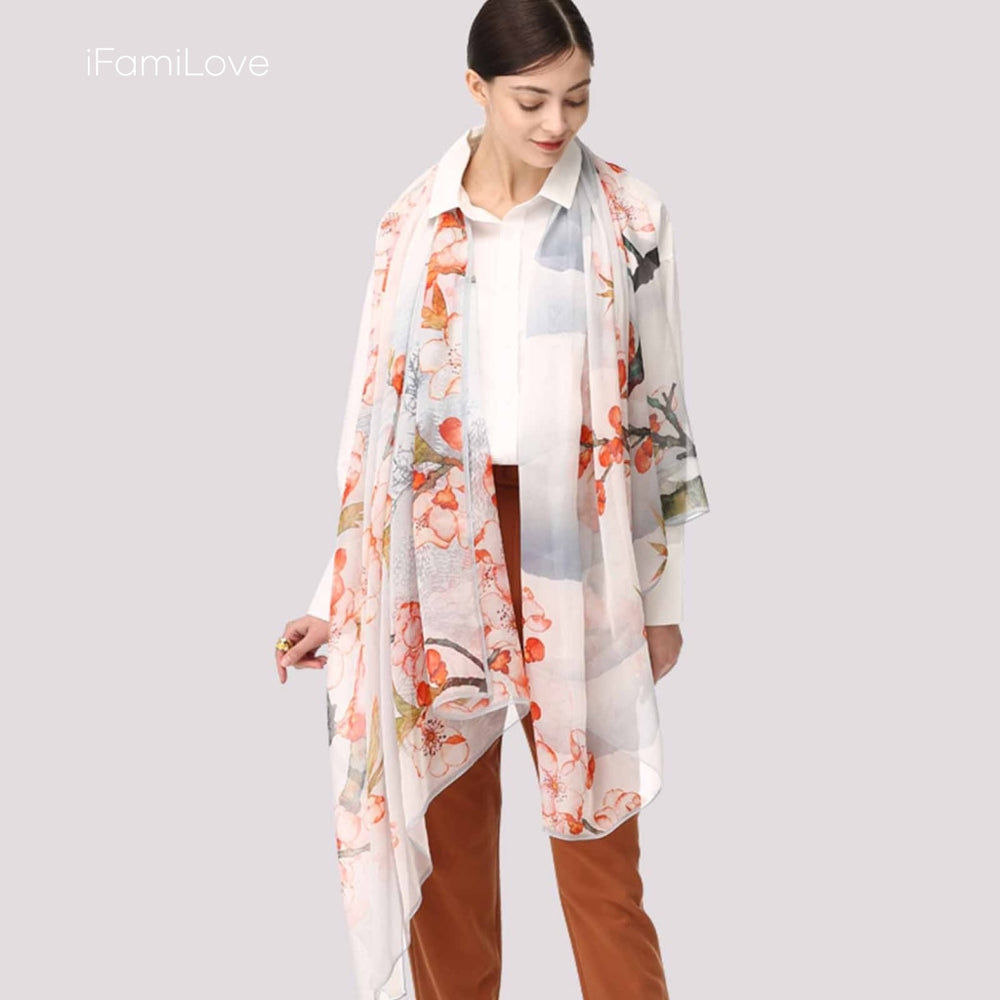 Elegant Rectangular Silk Chiffon Scarf