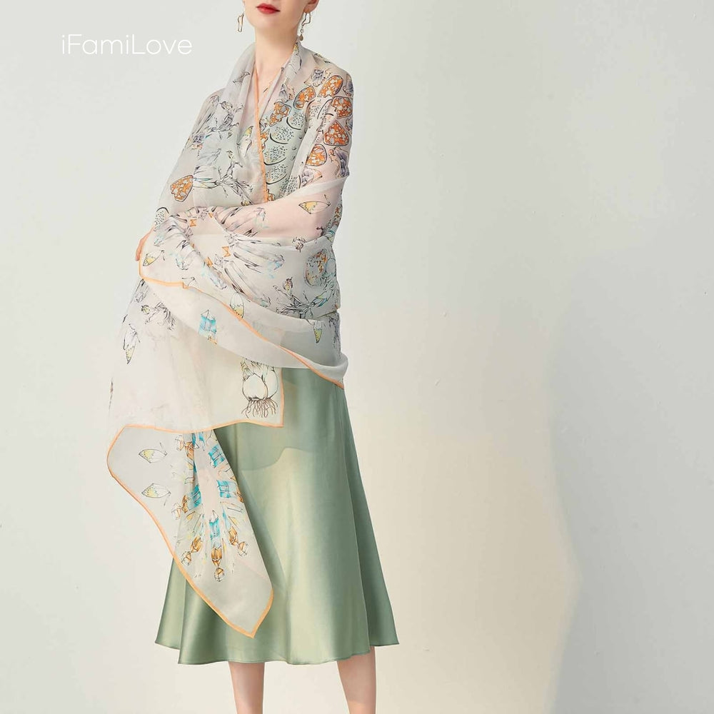 Elegant Rectangular Silk Chiffon Scarf Ls-005 / 195*106Cm