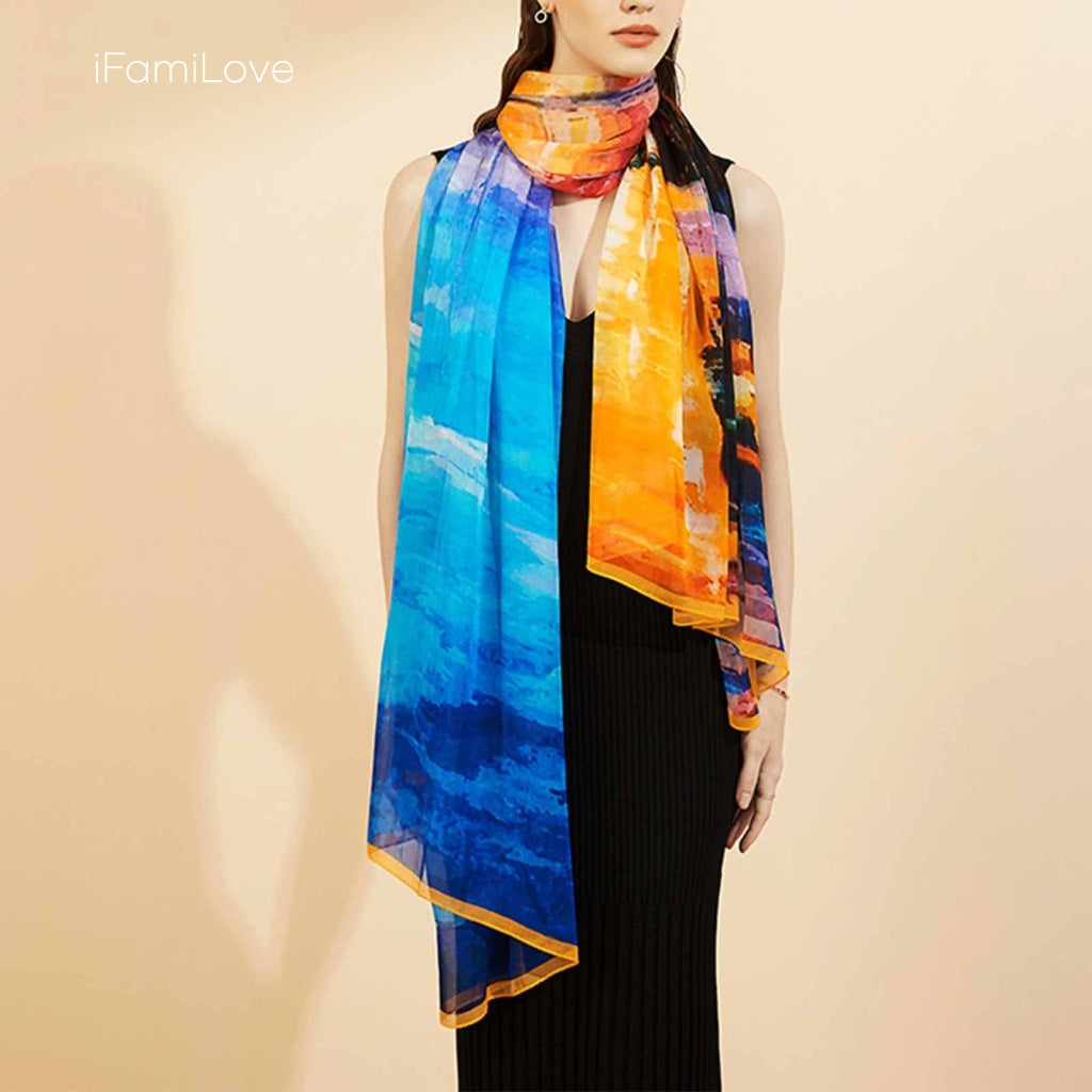 Elegant Rectangular Silk Chiffon Scarf Ls-006 / 195*106Cm