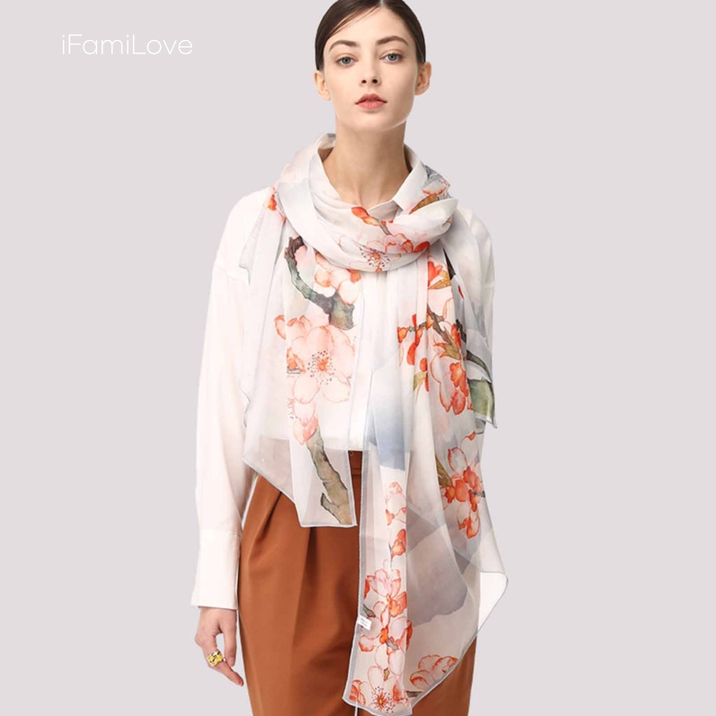 Elegant Rectangular Silk Chiffon Scarf Ls-007 / 195*106Cm