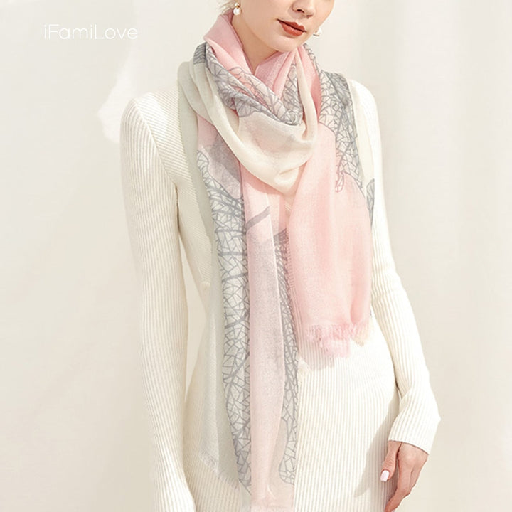 Luxury Floral Print Pure Cashmere Scarf